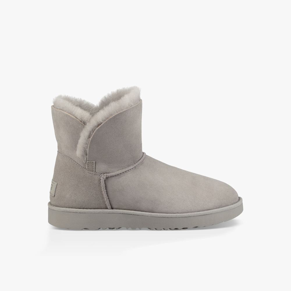 Bottes Classic UGG Classic Cuff Mini Femme Grise Soldes 513HFSYJ